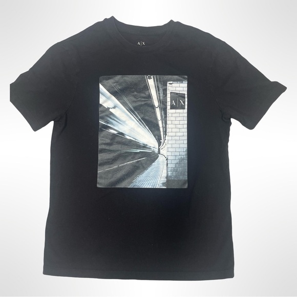 Armani Exchange unisex black TShirt with Graphic Design. Size xs - Picture 1 of 3